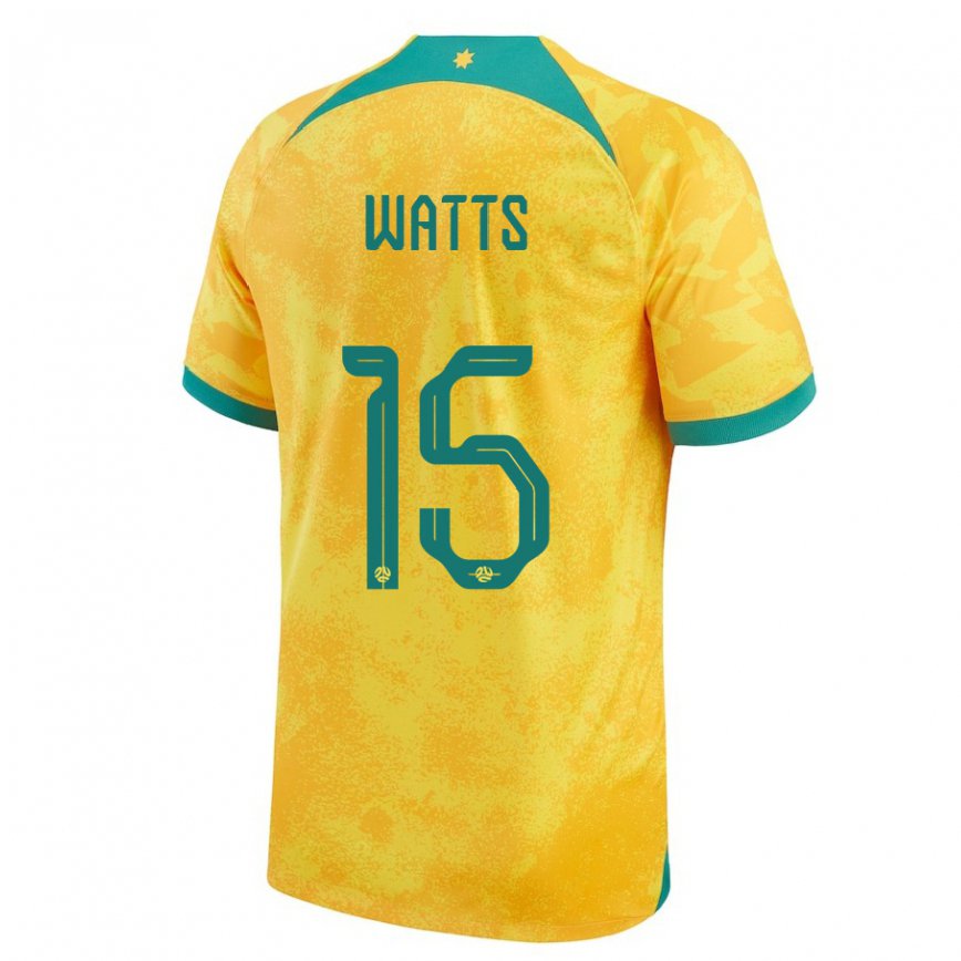 Hombre Camiseta Australia Caleb Watts #15 Dorado 1ª Equipación 22-24 México
