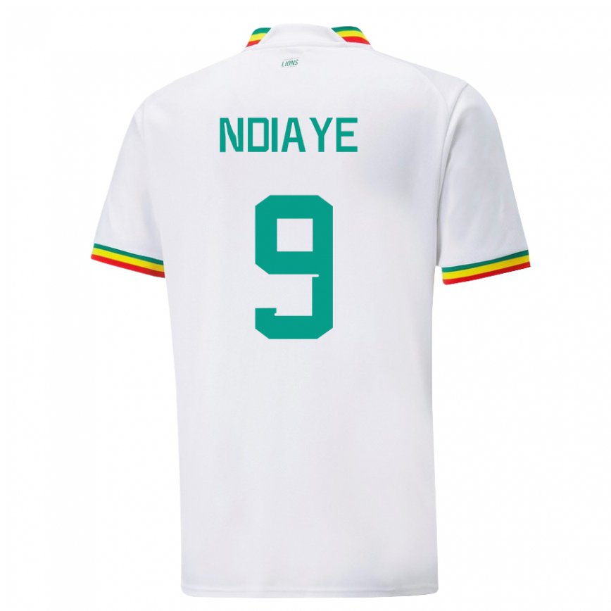 Hombre Camiseta Senegal Nguenar Ndiaye #9 Blanco 1ª Equipación 22-24 México