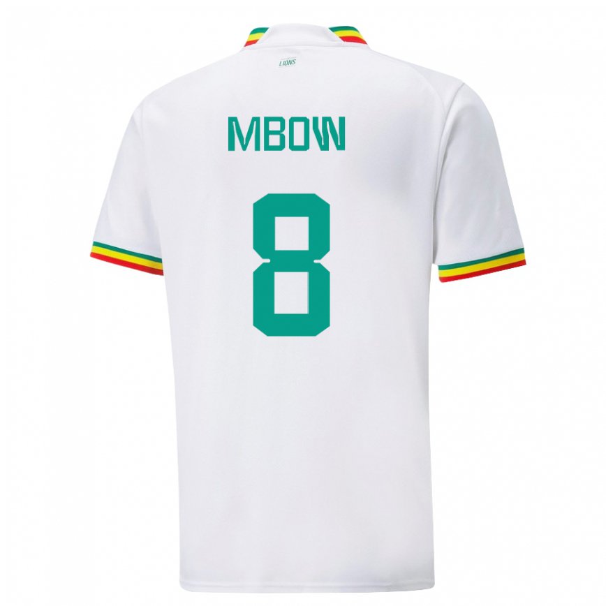 Hombre Camiseta Senegal Mamadou Mbow #8 Blanco 1ª Equipación 22-24 México