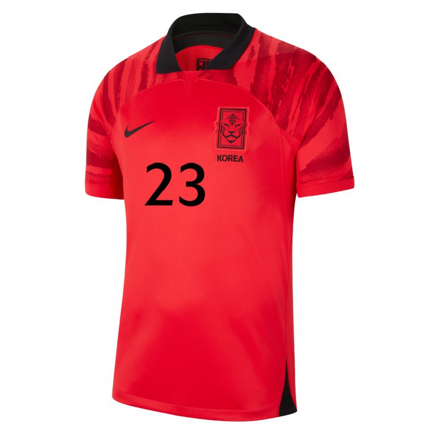 Hombre Camiseta Corea Del Sur Kang Chae Rim #23 Negro Rojo 1ª Equipación 22-24 México