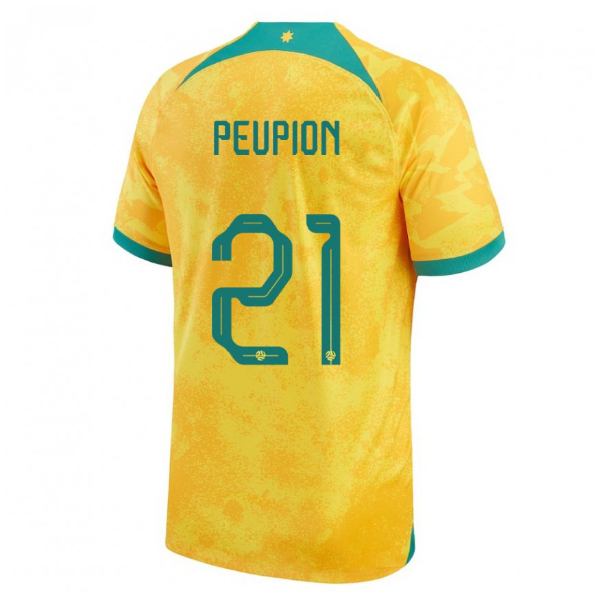 Hombre Camiseta Australia Cameron Peupion #21 Dorado 1ª Equipación 22-24 México