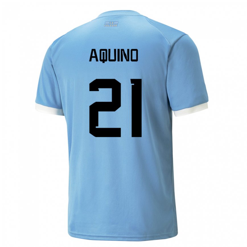 Hombre Camiseta Uruguay Belen Aquino #21 Azul 1ª Equipación 22-24 México