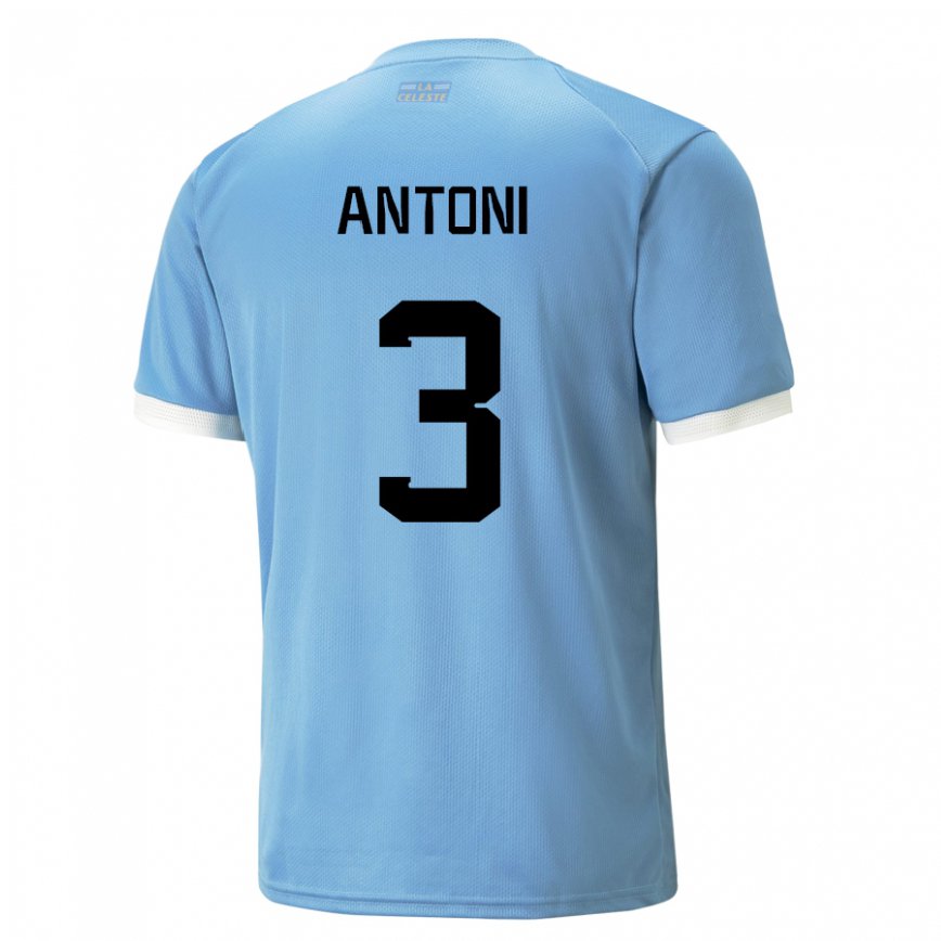 Hombre Camiseta Uruguay Mateo Antoni #3 Azul 1ª Equipación 22-24 México