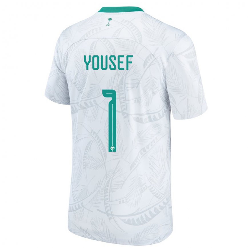 Hombre Camiseta Arabia Saudita Hamed Yousef #1 Blanco 1ª Equipación 22-24 México