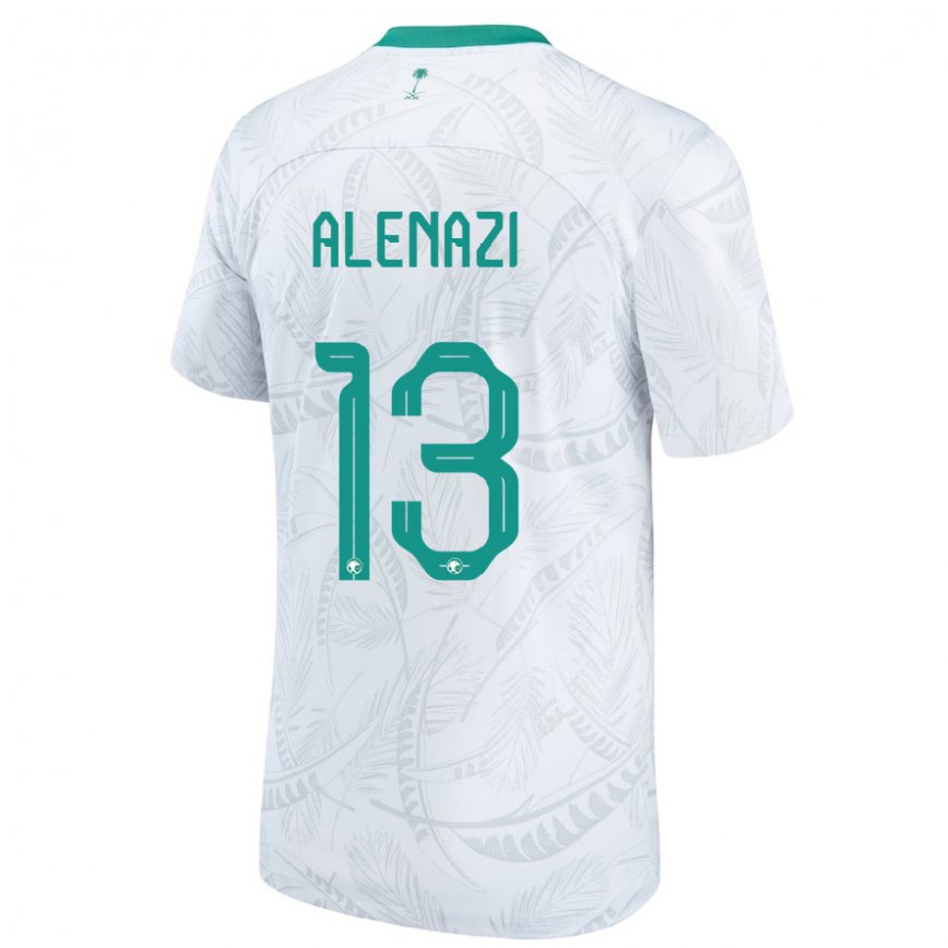 Hombre Camiseta Arabia Saudita Abdullah Alenazi #13 Blanco 1ª Equipación 22-24 México