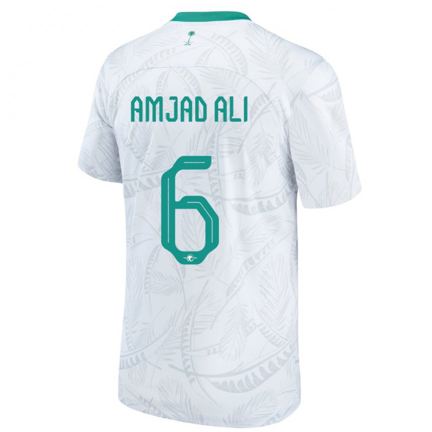 Hombre Camiseta Arabia Saudita Amjad Ali #6 Blanco 1ª Equipación 22-24 México