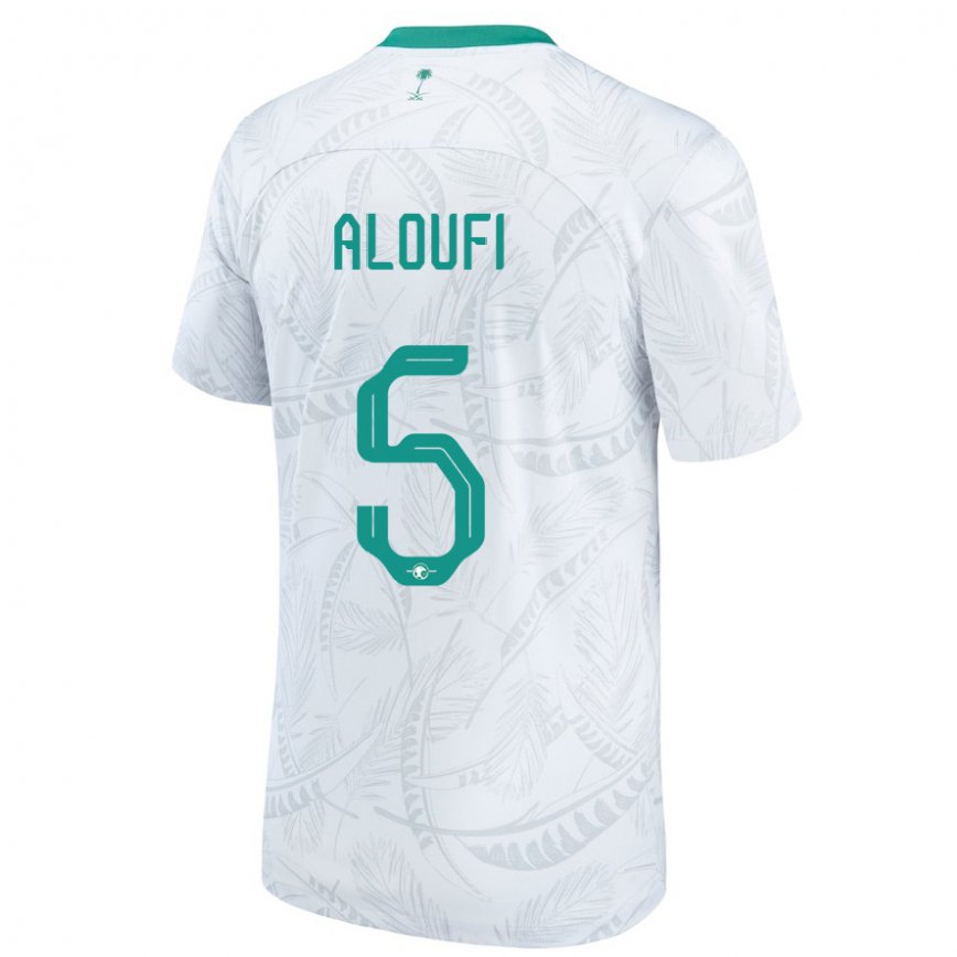 Hombre Camiseta Arabia Saudita Mohammed Aloufi #5 Blanco 1ª Equipación 22-24 México