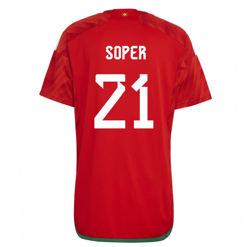 Hombre Camiseta Gales Poppy Soper #21 Rojo 1ª Equipación 22-24 México