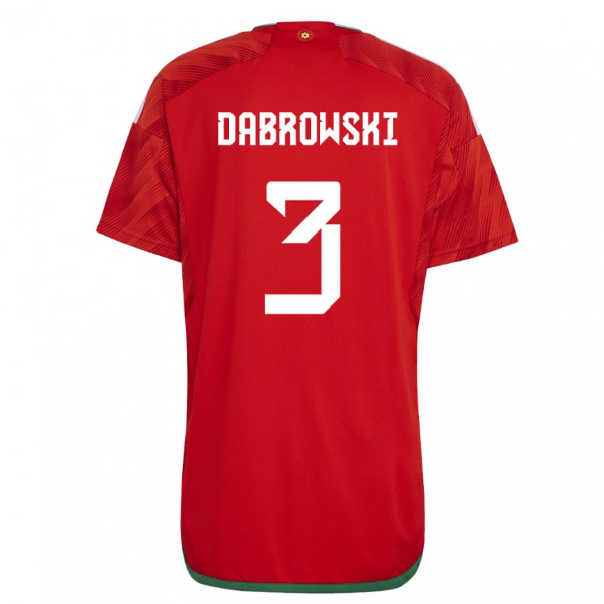 Hombre Camiseta Gales Sebastian Dabrowski #3 Rojo 1ª Equipación 22-24 México