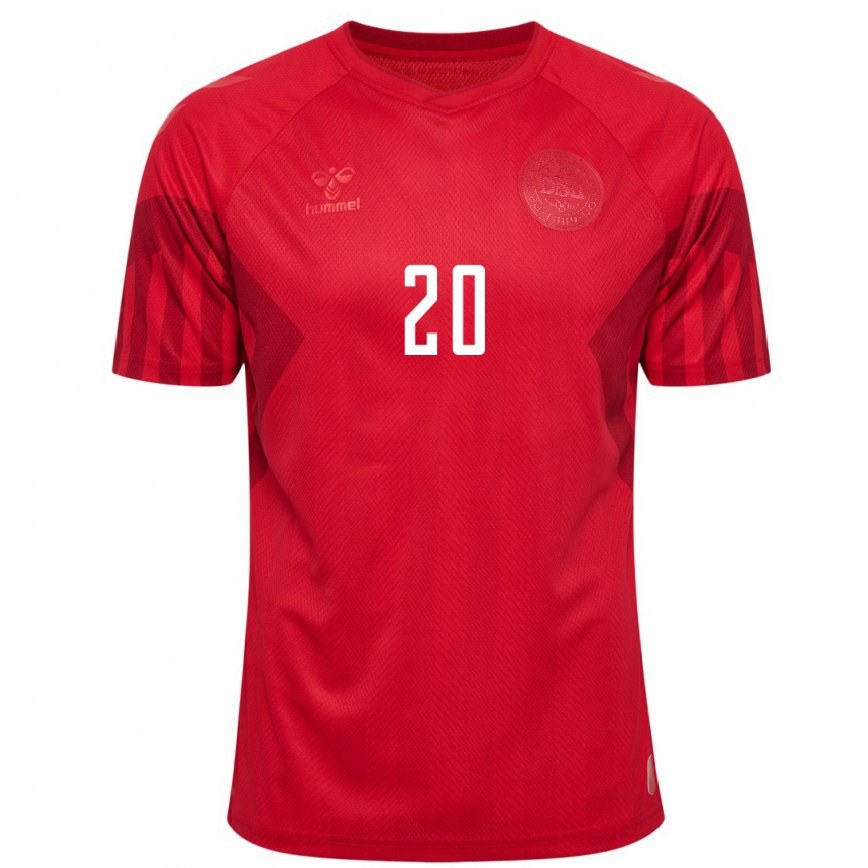 Hombre Camiseta Dinamarca Gustav Christensen #20 Rojo 1ª Equipación 22-24 México