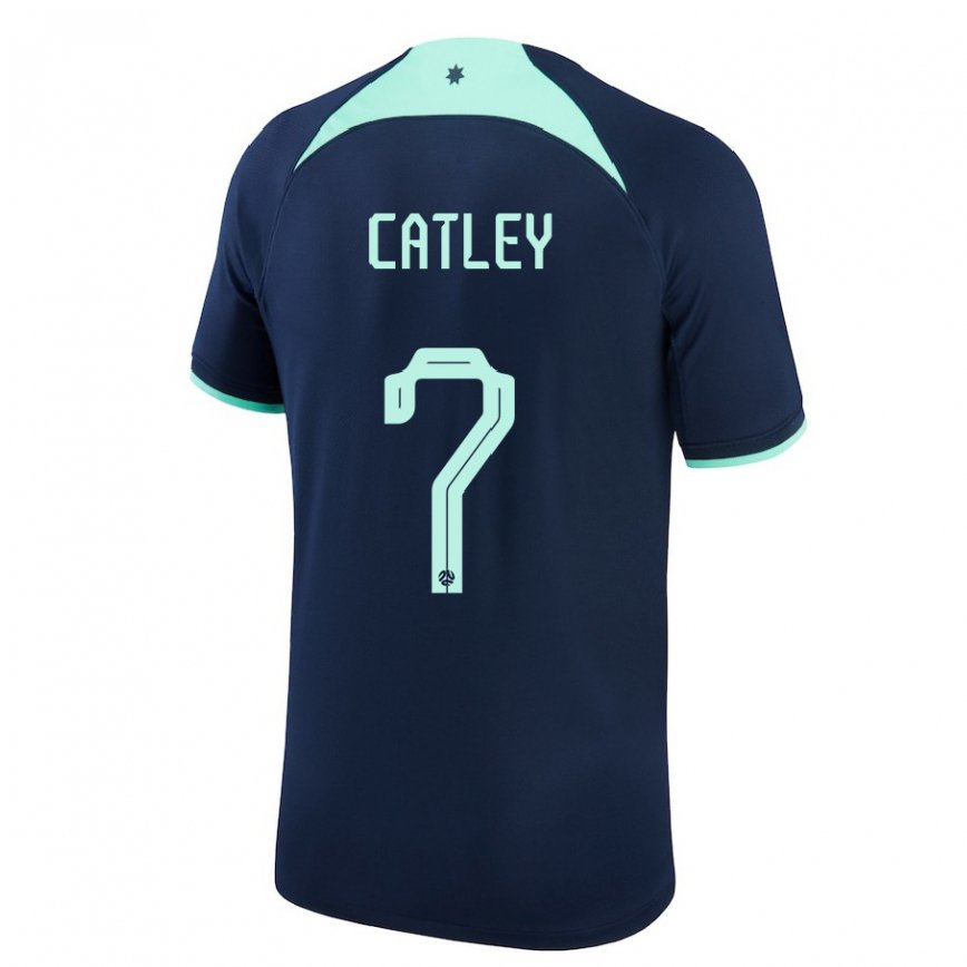 Hombre Camiseta Australia Stephanie Catley #7 Azul Oscuro 2ª Equipación 22-24 México