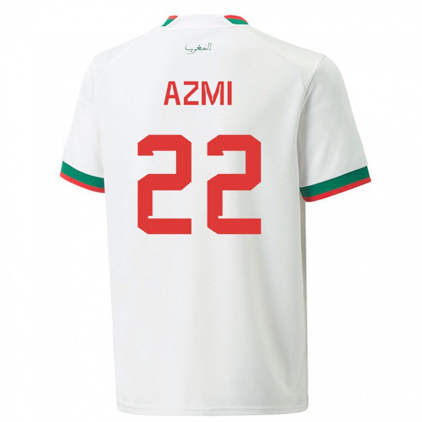 Hombre Camiseta Marruecos Ahmed Azmi #22 Blanco 2ª Equipación 22-24 México
