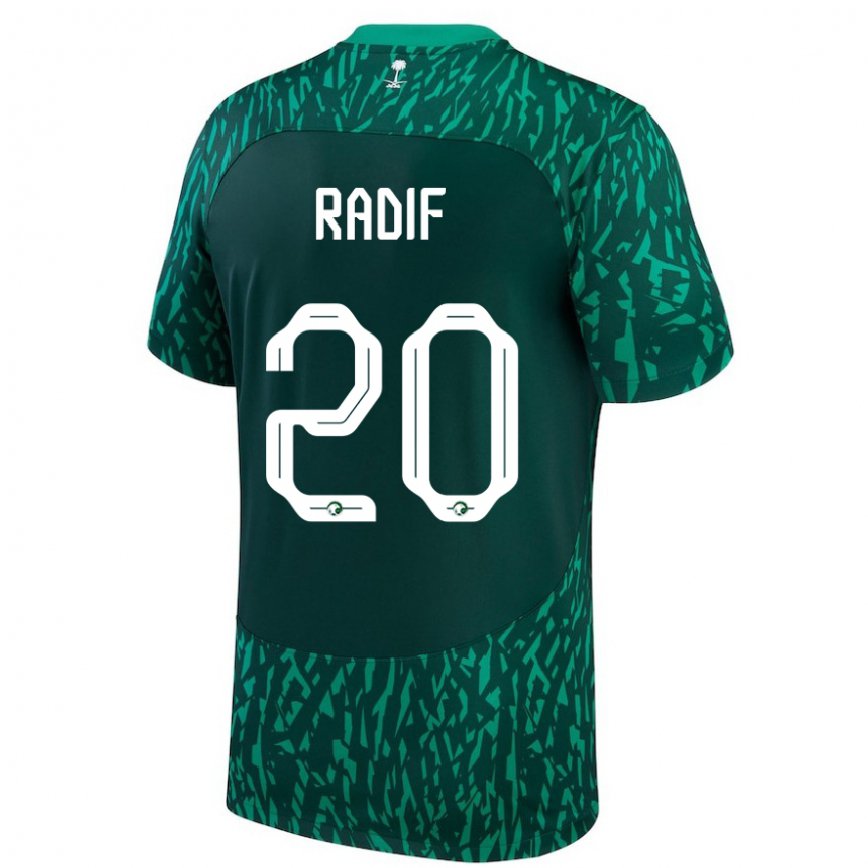 Hombre Camiseta Arabia Saudita Abdullah Radif #20 Verde Oscuro 2ª Equipación 22-24 México