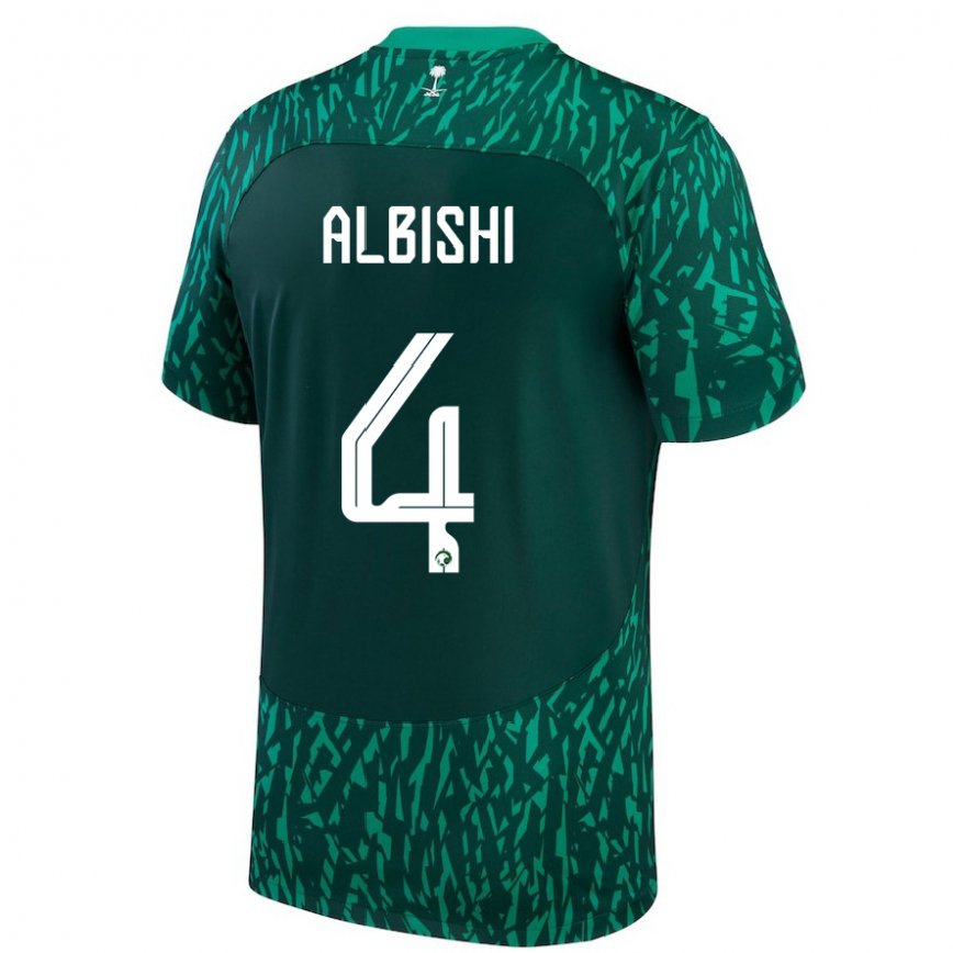 Hombre Camiseta Arabia Saudita Abdullah Albishi #4 Verde Oscuro 2ª Equipación 22-24 México