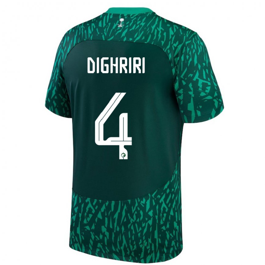 Hombre Camiseta Arabia Saudita Khalid Dighriri #4 Verde Oscuro 2ª Equipación 22-24 México