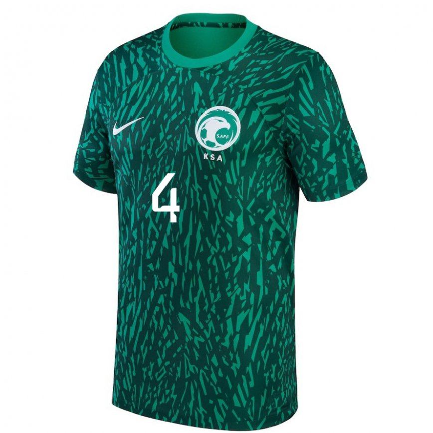 Hombre Camiseta Arabia Saudita Khalid Dighriri #4 Verde Oscuro 2ª Equipación 22-24 México