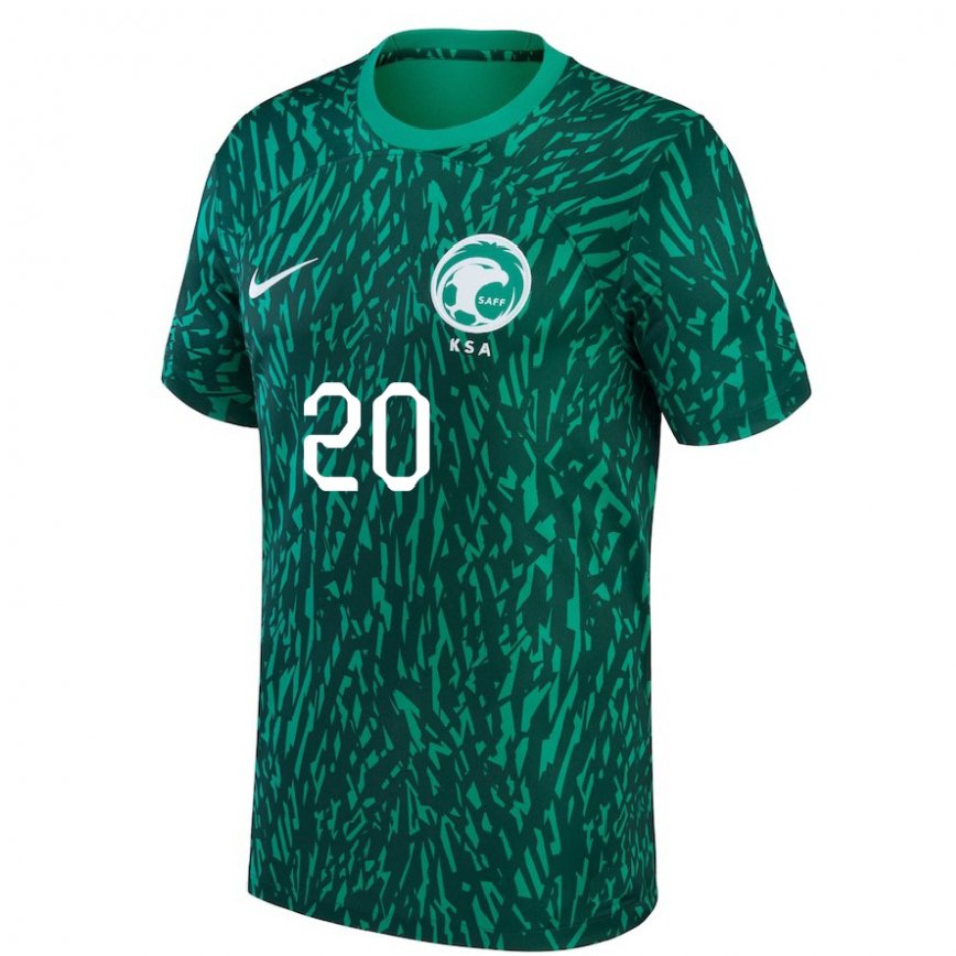 Hombre Camiseta Arabia Saudita Ziyad Aljohani #20 Verde Oscuro 2ª Equipación 22-24 México