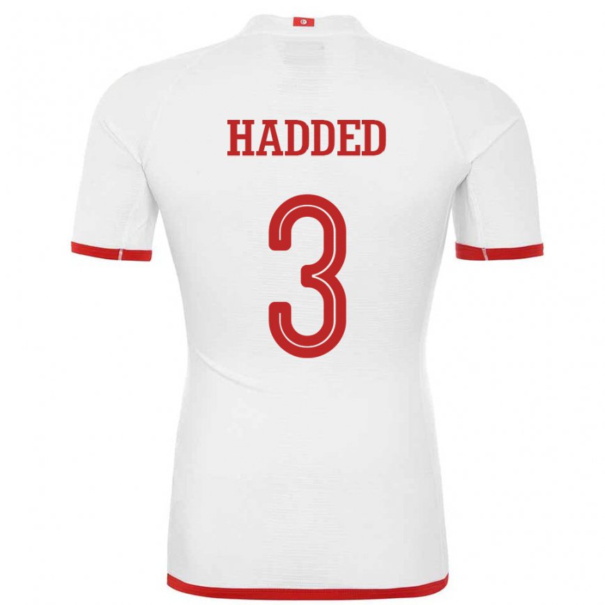 Hombre Camiseta Túnez Rayen Hadded #3 Blanco 2ª Equipación 22-24 México