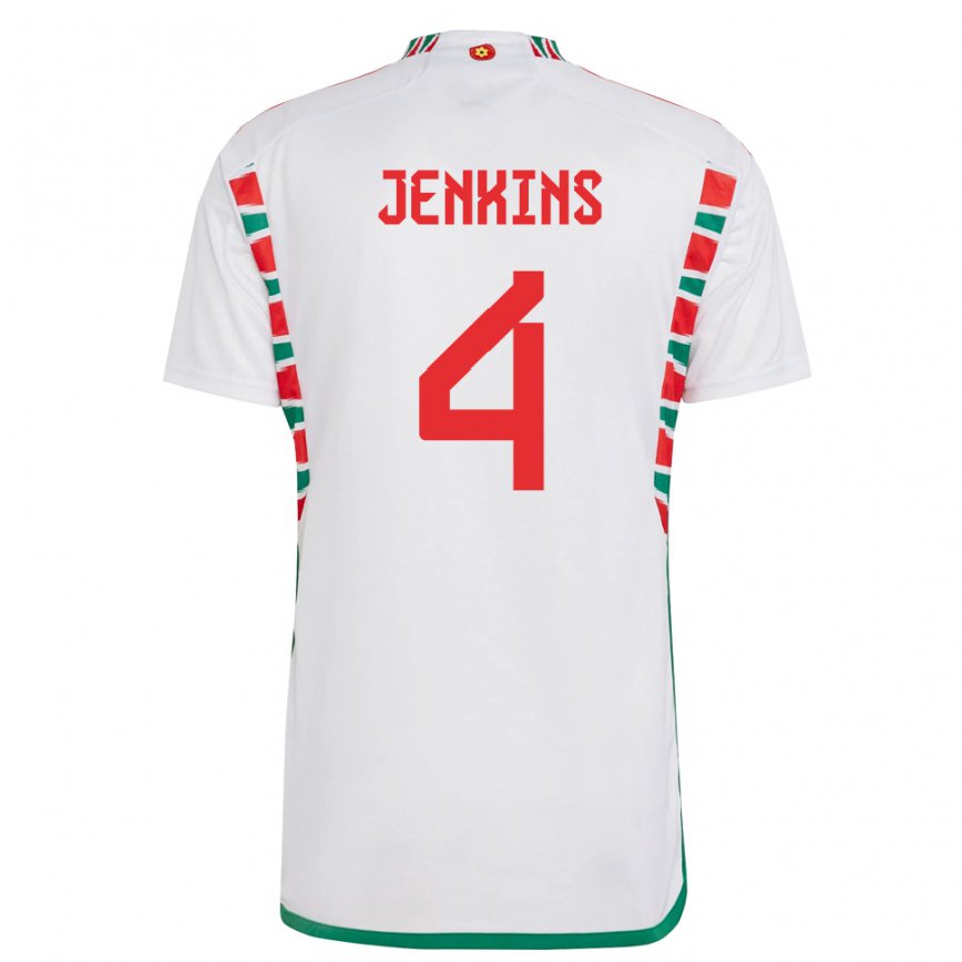 Hombre Camiseta Gales Shaunna Jenkins #4 Blanco 2ª Equipación 22-24 México