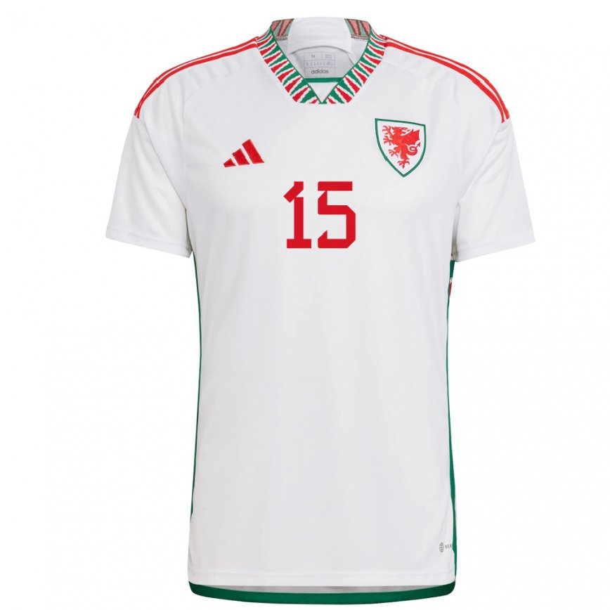 Hombre Camiseta Gales Elise Hughes #15 Blanco 2ª Equipación 22-24 México