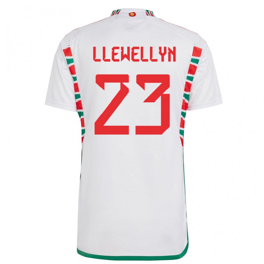 Hombre Camiseta Gales Ffion Llewellyn #23 Blanco 2ª Equipación 22-24 México