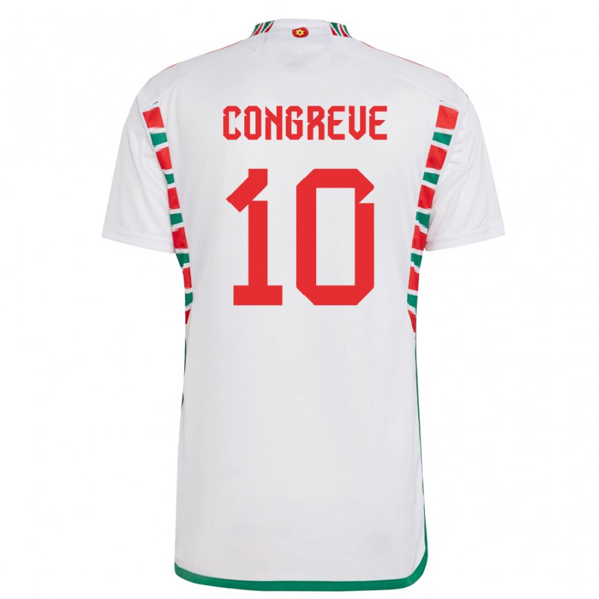 Hombre Camiseta Gales Cameron Congreve #10 Blanco 2ª Equipación 22-24 México