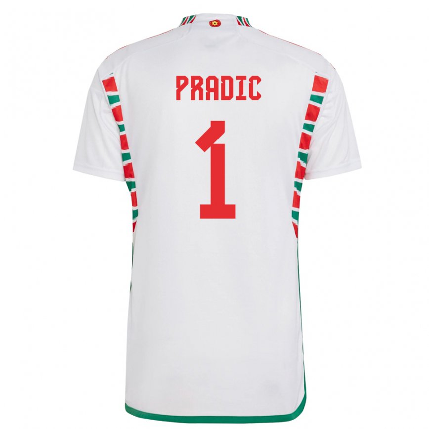 Hombre Camiseta Gales James Pradic #1 Blanco 2ª Equipación 22-24 México