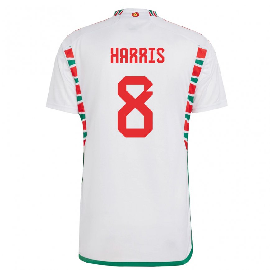 Hombre Camiseta Gales Luke Harris #8 Blanco 2ª Equipación 22-24 México