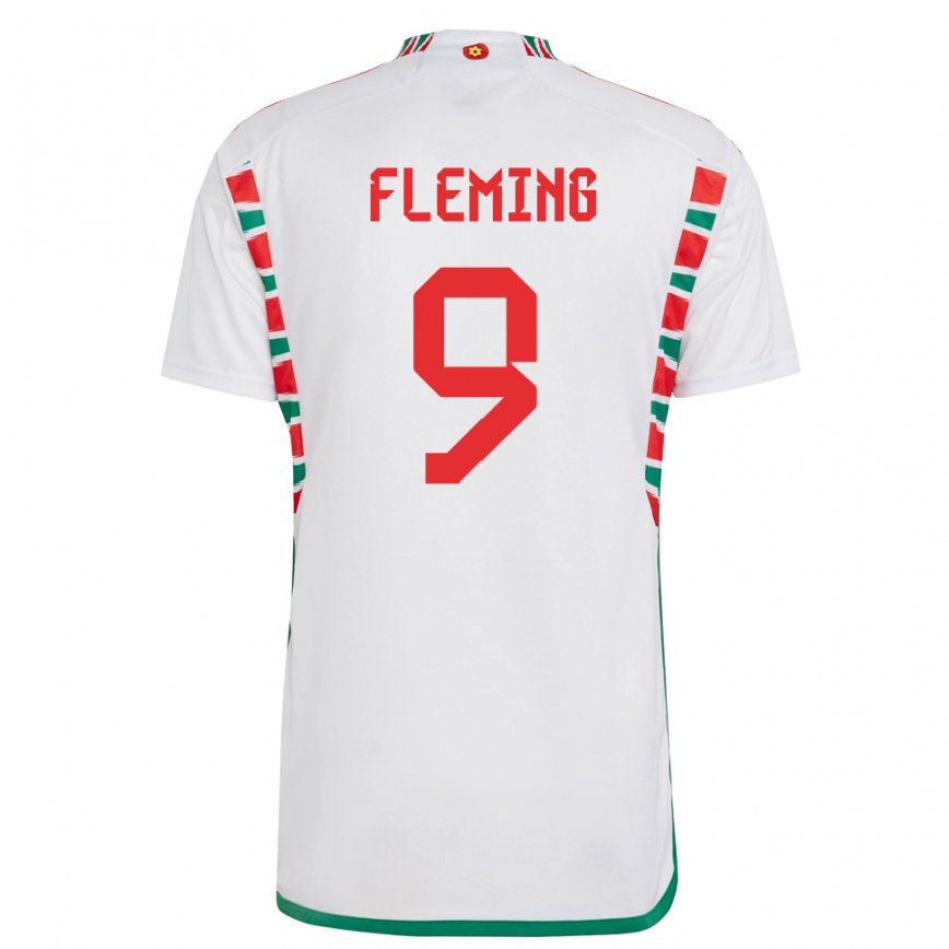 Hombre Camiseta Gales Cole Fleming #9 Blanco 2ª Equipación 22-24 México