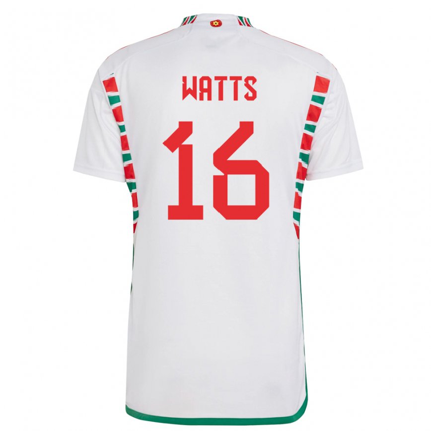 Hombre Camiseta Gales Daniel Watts #16 Blanco 2ª Equipación 22-24 México