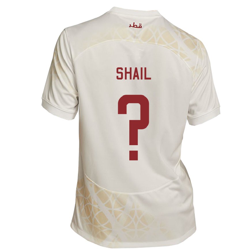 Hombre Camiseta Catar Ahmad Shail #0 Beis Dorado 2ª Equipación 22-24 México