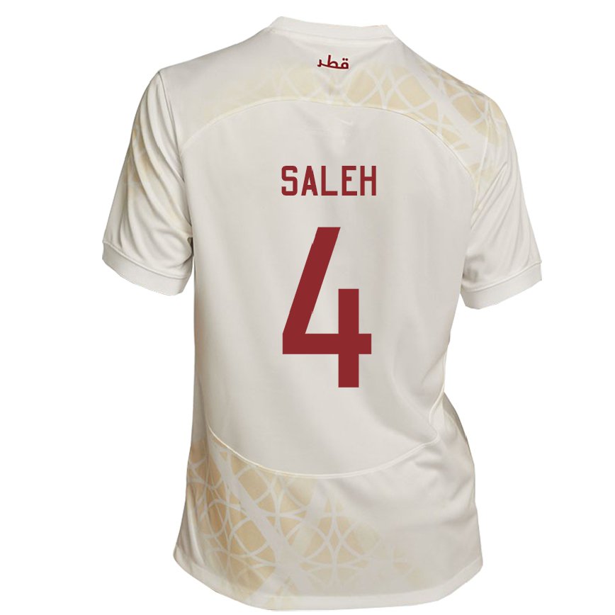 Hombre Camiseta Catar Hagar Saleh #4 Beis Dorado 2ª Equipación 22-24 México