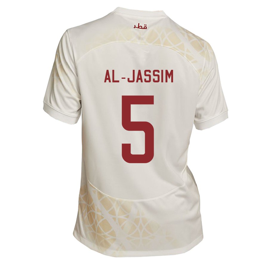 Hombre Camiseta Catar Dana Al Jassim #5 Beis Dorado 2ª Equipación 22-24 México