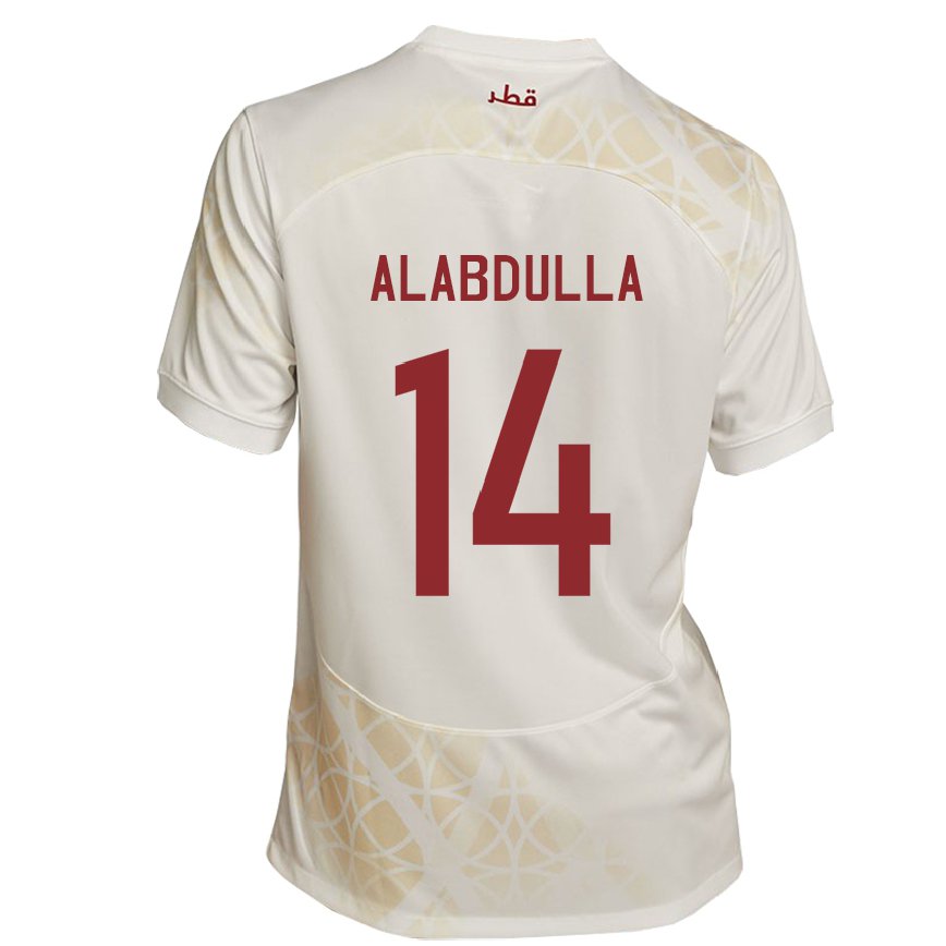 Hombre Camiseta Catar Moudhi Alabdulla #14 Beis Dorado 2ª Equipación 22-24 México