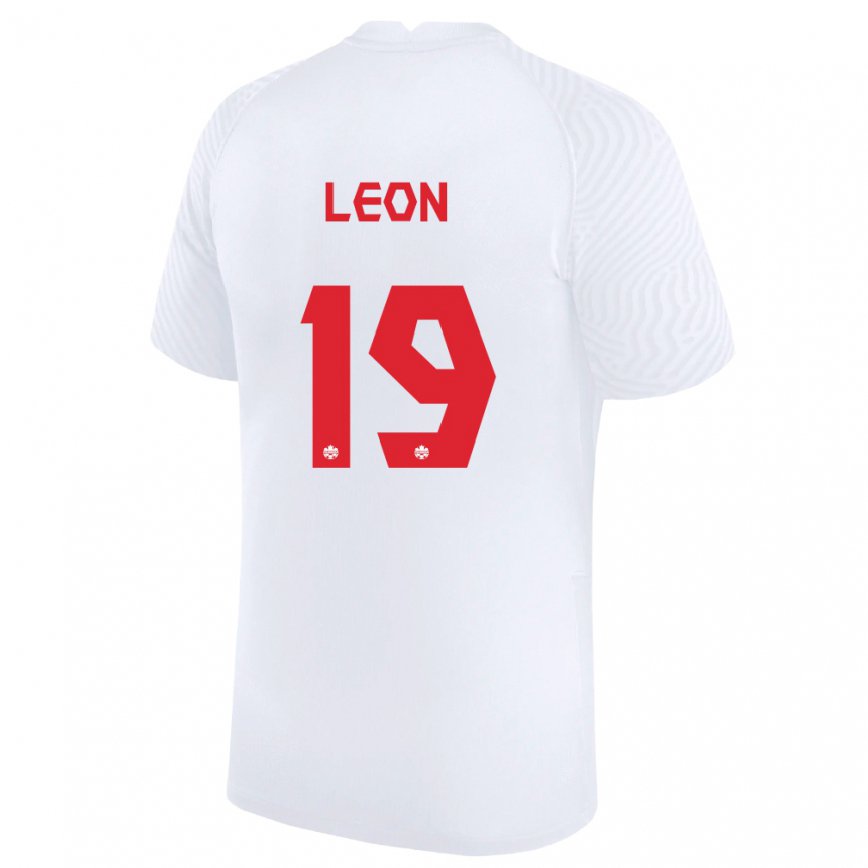 Hombre Camiseta Canadá Adriana Leon #19 Blanco 2ª Equipación 22-24 México