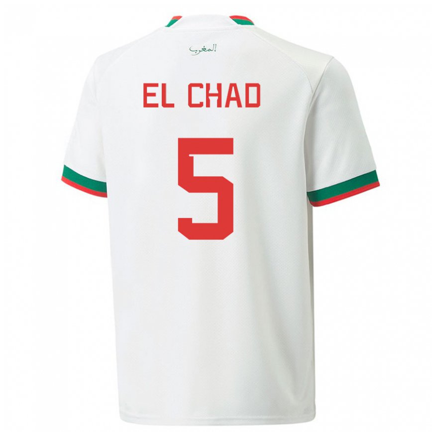 Hombre Camiseta Marruecos Nesryne El Chad #5 Blanco 2ª Equipación 22-24 México