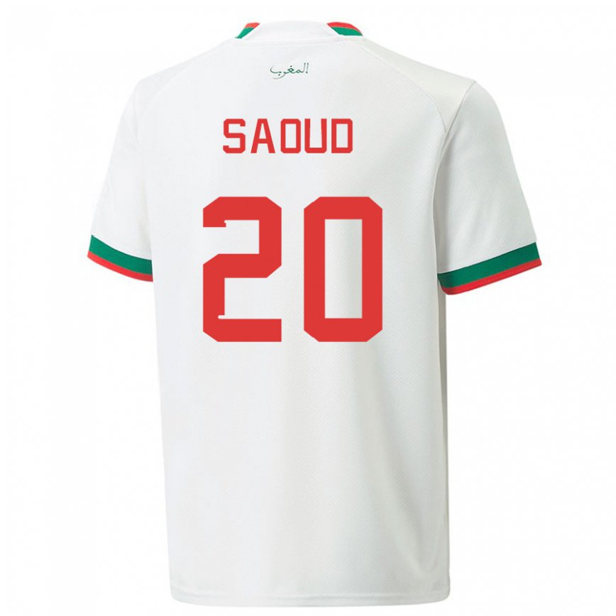 Hombre Camiseta Marruecos Imane Saoud #20 Blanco 2ª Equipación 22-24 México