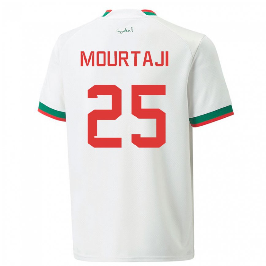 Hombre Camiseta Marruecos Chaymaa Mourtaji #25 Blanco 2ª Equipación 22-24 México