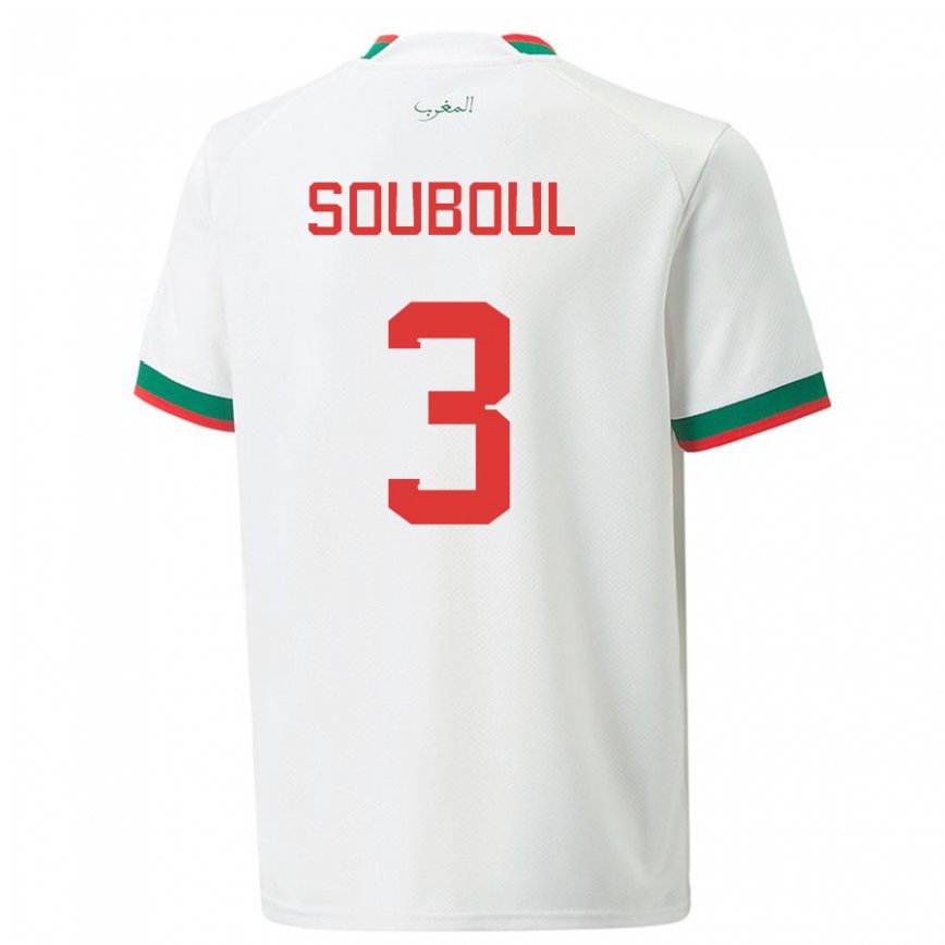 Hombre Camiseta Marruecos Mohamed Souboul #3 Blanco 2ª Equipación 22-24 México