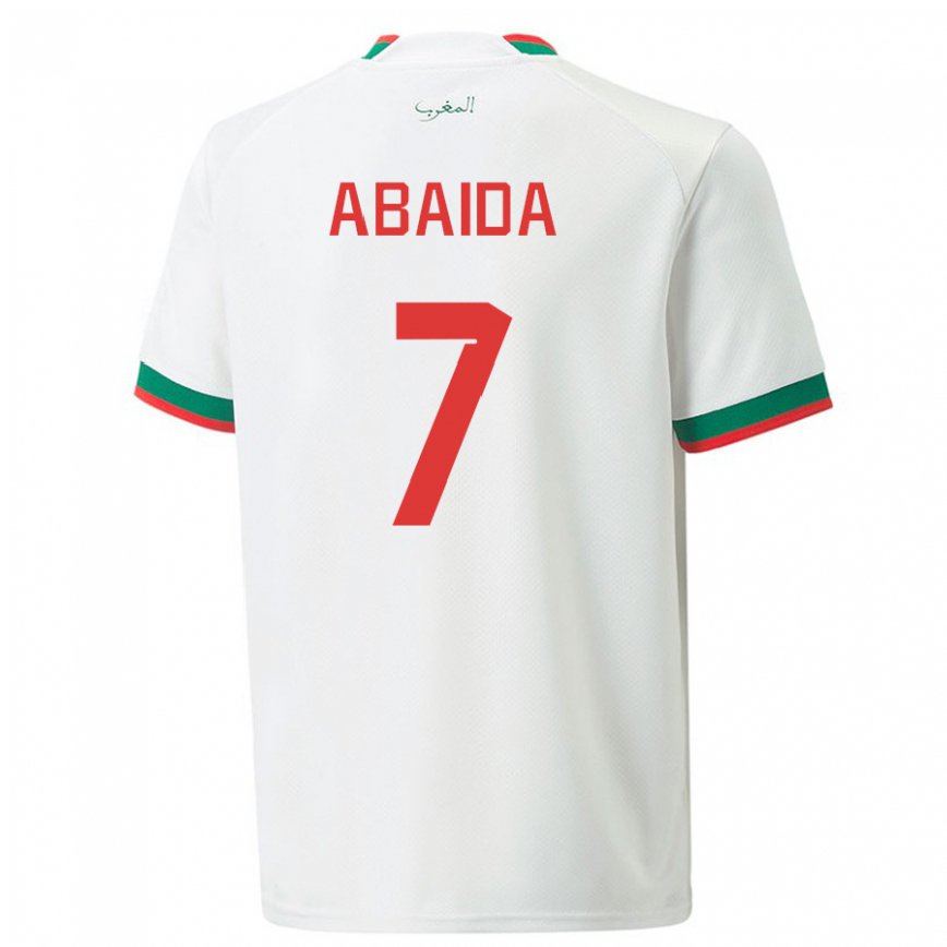 Hombre Camiseta Marruecos Haitam Abaida #7 Blanco 2ª Equipación 22-24 México