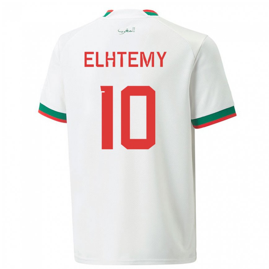 Hombre Camiseta Marruecos Mountassir Elhtemy #10 Blanco 2ª Equipación 22-24 México