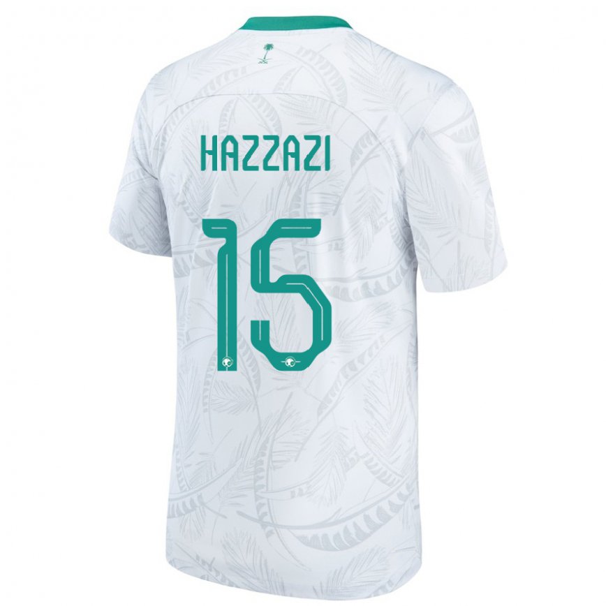 Mujer Camiseta Arabia Saudita Mohammed Hazzazi #15 Blanco 1ª Equipación 22-24 México