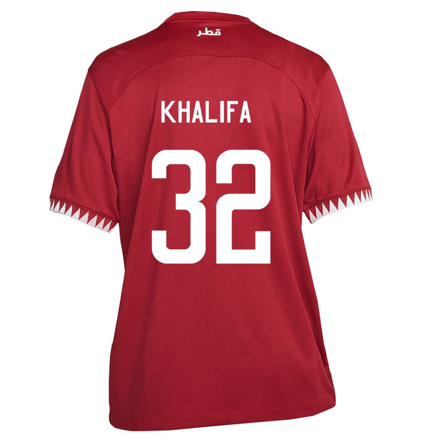 Mujer Camiseta Catar Duana Khalifa #32 Granate 1ª Equipación 22-24 México