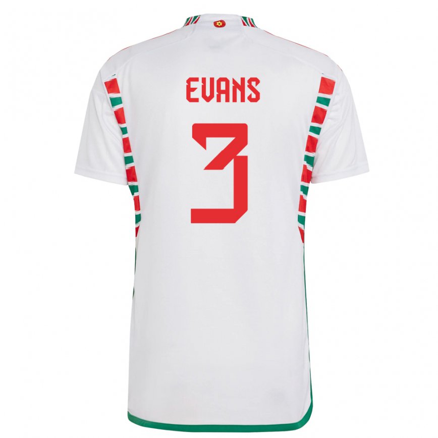 Mujer Camiseta Gales Gemma Evans #3 Blanco 2ª Equipación 22-24 México