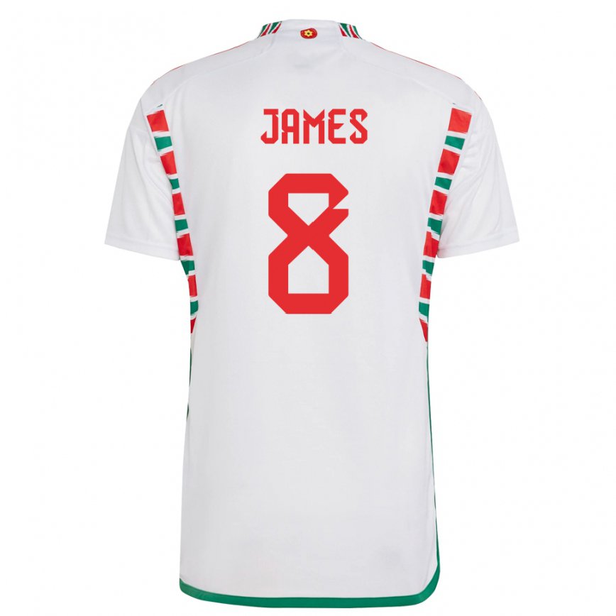 Mujer Camiseta Gales Angharad James #8 Blanco 2ª Equipación 22-24 México