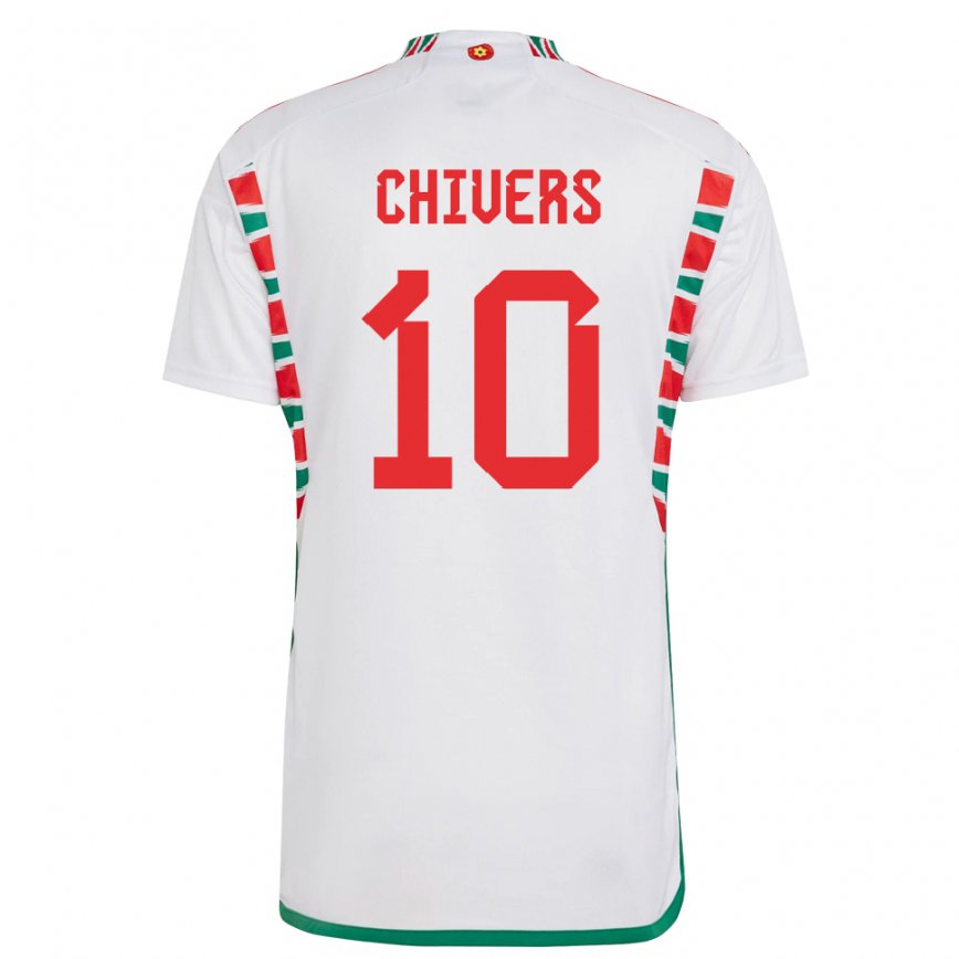 Mujer Camiseta Gales Chloe Chivers #10 Blanco 2ª Equipación 22-24 México