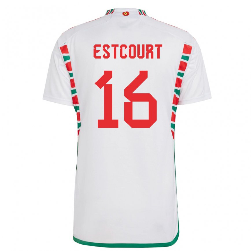 Mujer Camiseta Gales Charlotte Estcourt #16 Blanco 2ª Equipación 22-24 México