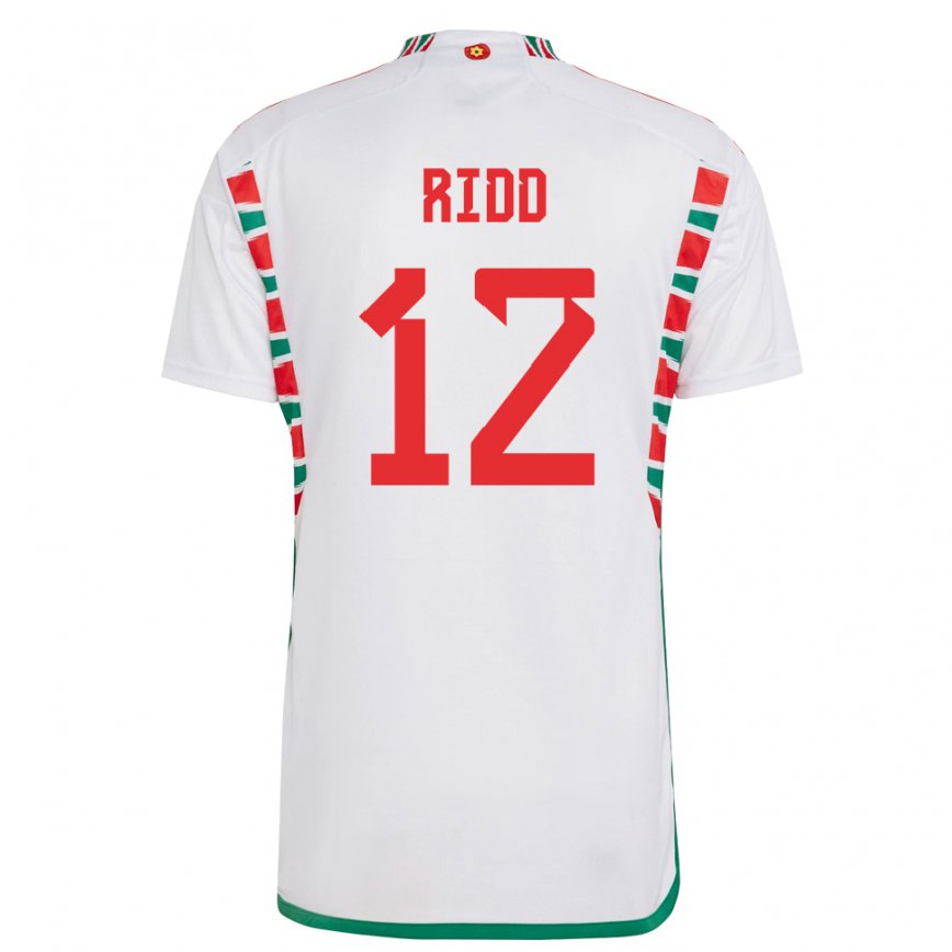 Mujer Camiseta Gales Lewis Ridd #12 Blanco 2ª Equipación 22-24 México