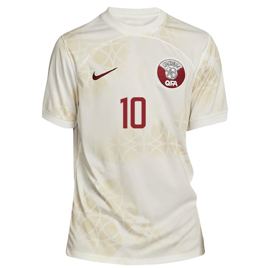 Mujer Camiseta Catar Suaad Alhashemi #10 Beis Dorado 2ª Equipación 22-24 México