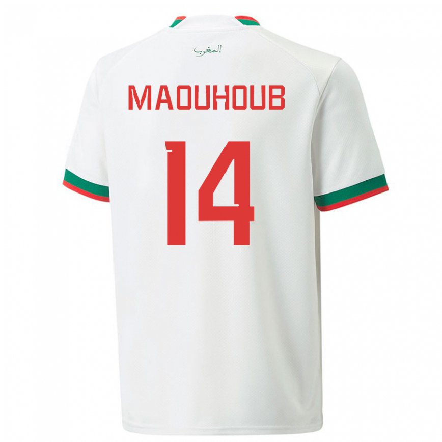 Mujer Camiseta Marruecos El Mehdi Maouhoub #14 Blanco 2ª Equipación 22-24 México